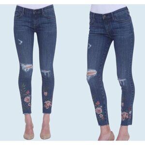DRIFTWOOD Jackie Floral Embroidered Distressed Skinny Jeans Size 26